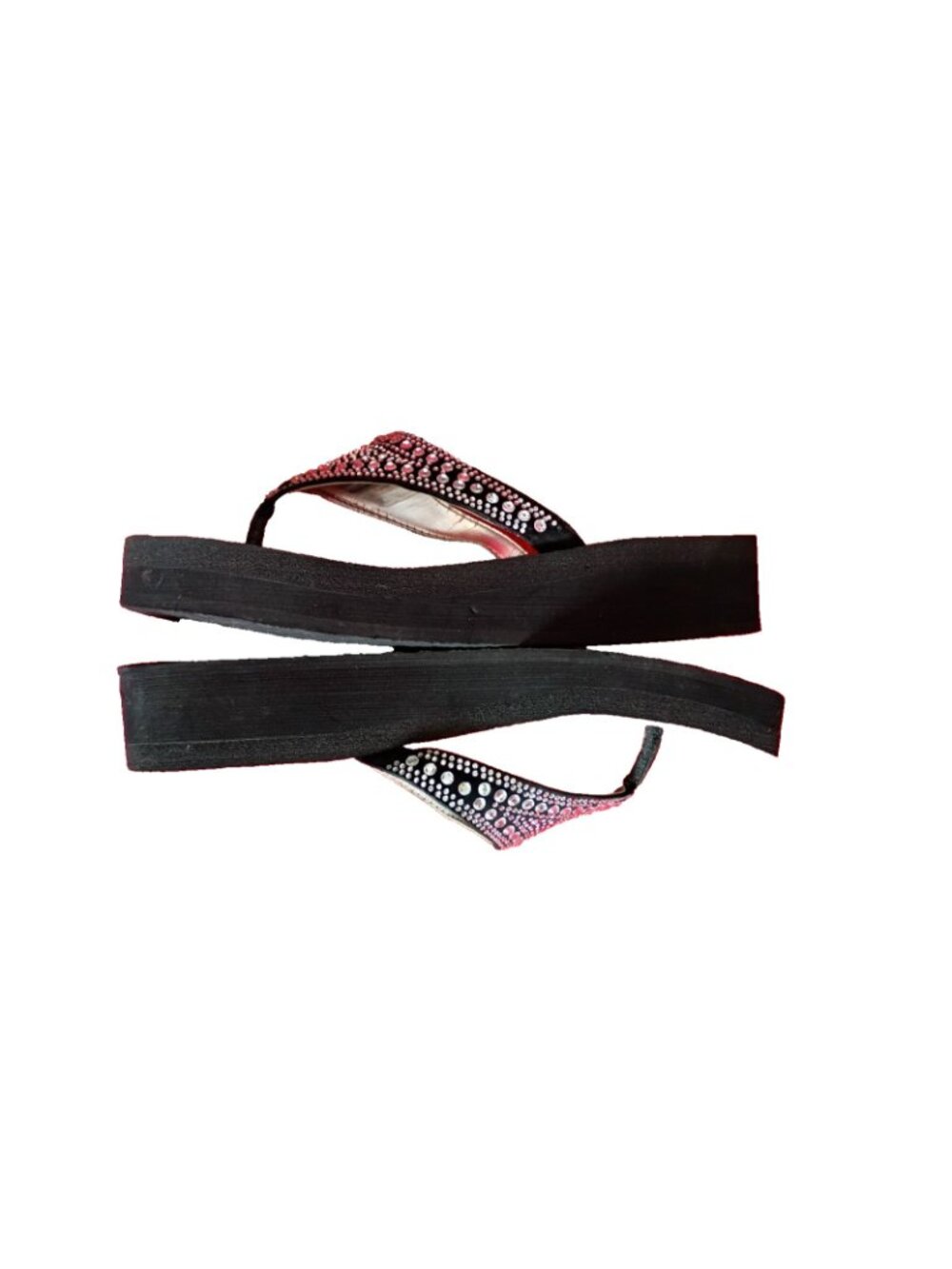 Skechers Size 10 Yoga Foam Vinyasa Jeweled Bling Wedge Flip Flops Rhinestone - Picture 2 of 10